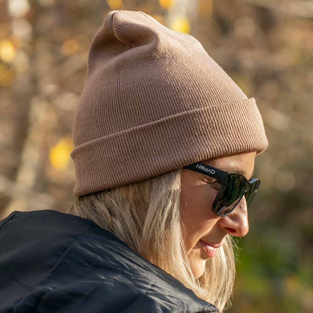 Light Brown Unisex Recycled Beanie | Polarised Sunglasses